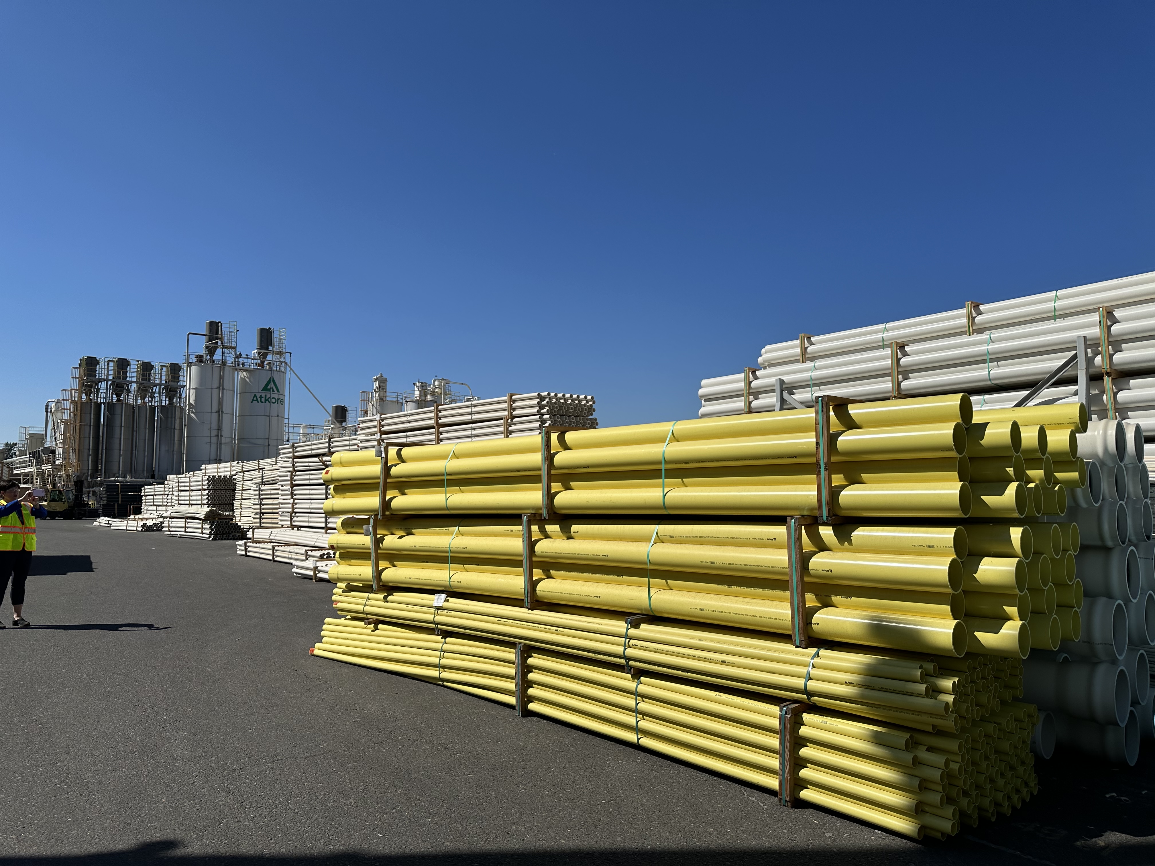 Yellow Sleeve-It PVC in various sizes banded together for shipping