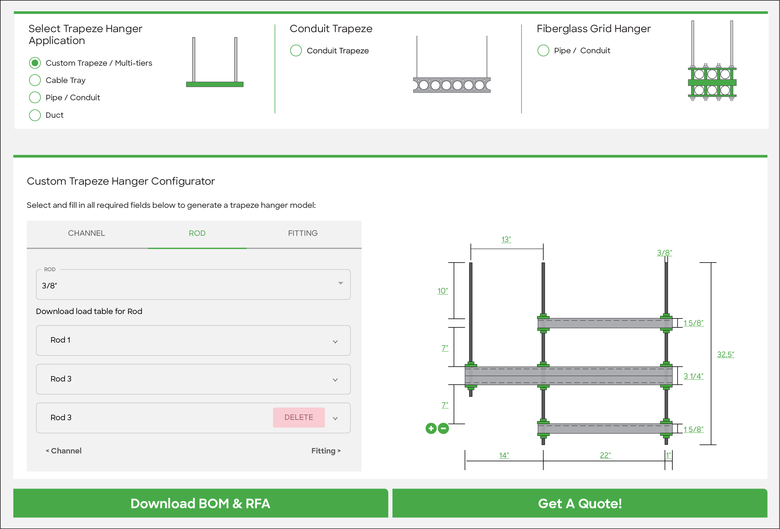 Hanger configurator trapeze