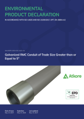 Galvanized RMC Conduit of Trade Size Greater than or Equal to 5in EPD