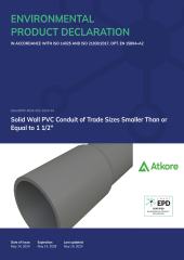 Solid Wall PVC Conduit of Trade Sizes Smaller Than or Equal to 1.5in EPD